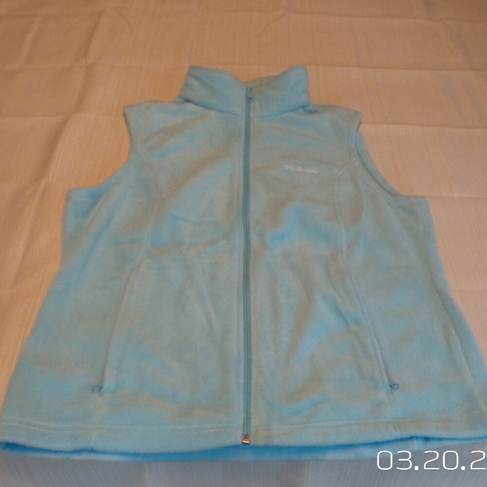 COLUMBIA Women's Fleece Light Blue Vest Size XL Like NEW